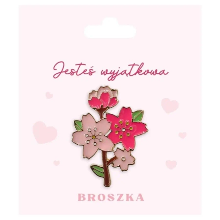 Broszka na prezent z czterema różowymi kwiatami - Be-Happy Gifts