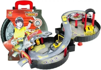 Parking garaż samochodowy zamknięty w kole walizka - Leantoys