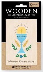 Karnet drewniany C6 Komunia kielich + koperta - Cozywood