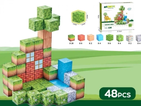 Klocki magnetyczne kostki 3D 48el - Madej