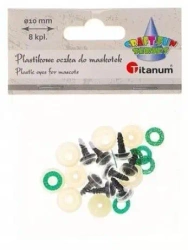 Oczy do maskotek plastikowe 10mm z mocowaniem 8szt - Titanum