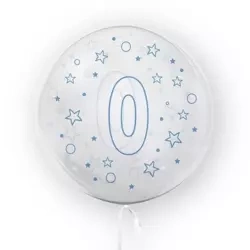 Balon 45cm Gwiazdki cyfra 0 niebieski TUBAN