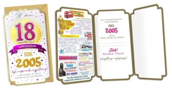 Karnet. Urodziny 18 (cyfry, roczniki) 2023 PM-279 - Passion Cards