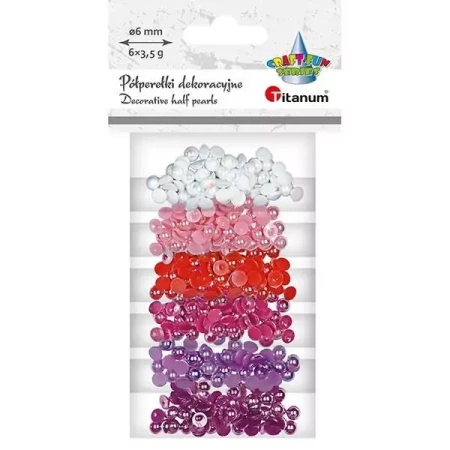 Koraliki plastikowe połówki kuli 6 kolorów 3,5g - Titanum