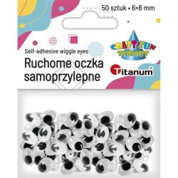 Oczy samoprzylepne bez rzęs 6x8mm owalne 50szt - Titanum