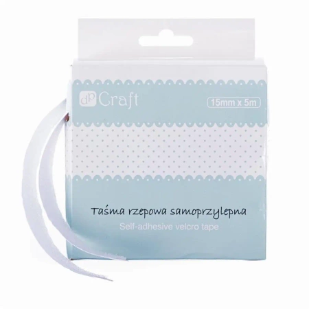 Taśma rzepowa samoprzylepna biała 15mm x 5m - Dalprint dpCraft