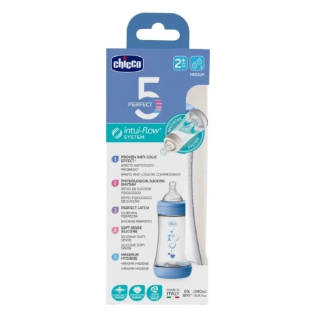 Butelka antykolkowa Perfect5 boy 240ml 2m+ - Chicco