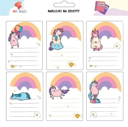 Naklejki na szafkę i zeszyt Tęczowe jednorożce - All4Kids