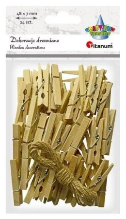 Klamerki drewniane naturalne 24szt - Titanum