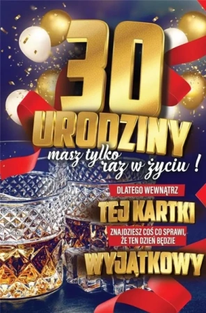 Karnet Urodzinowy 30 + naklejka - YEKU