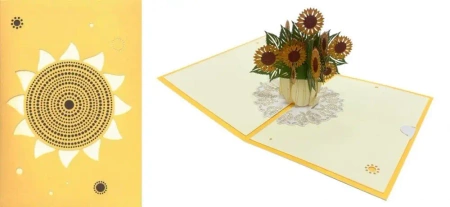 Karnet 12x18 cm + koperta POP-UP Słoneczniki - DaVinci