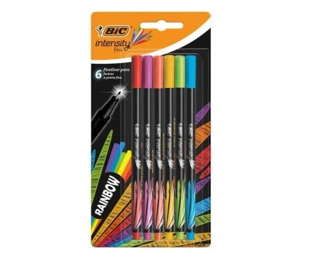 Cienkopisy Intensity fine mix rainbow 6 kolorów - BIC