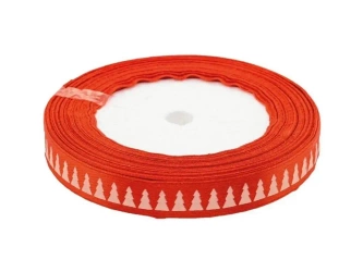 Wstążka satynowa z motywem świątecznym 12mmx22m - Brewis