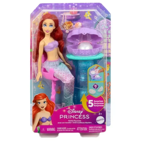 Mattel. JBF86 Disney Księżniczka. Arielka. Muszelkowa toaletka + lalka
