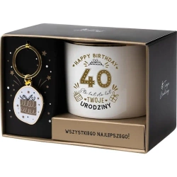 Zestaw prezentowy na 40 urodziny biało-złoty - Be-Happy Gifts