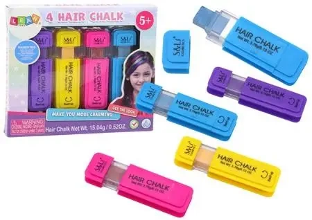 Kreda do farbowania włosów 4szt kolorowe - Leantoys