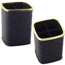 Organizer na pędzle 4 przegrody czarny 12x9,5cm - Leantoys