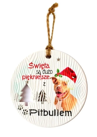 Zawieszka ceramiczna Boże Narodzenie Pitbull - Kukartka