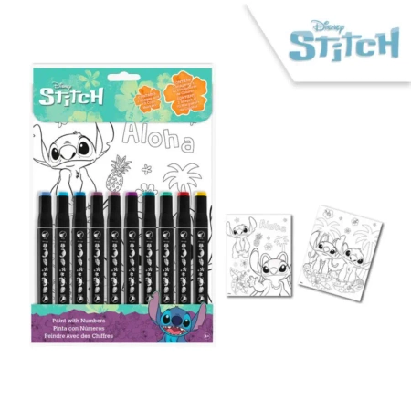 Malowanie po numerach - ZESTAW kolorowanki i flamastry | Lilo & Stitch