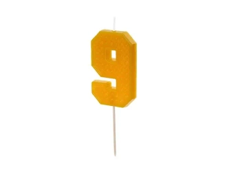 Świeczka urodzinowa 9 żółta 6cm - PartyDeco