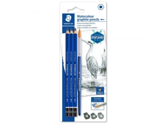 Ołówek akwarelowy Staedtler Mars Lumograph Design Journey 3 sztuki, 3 grubości z pędzelkiem na blisterze - Staedtler