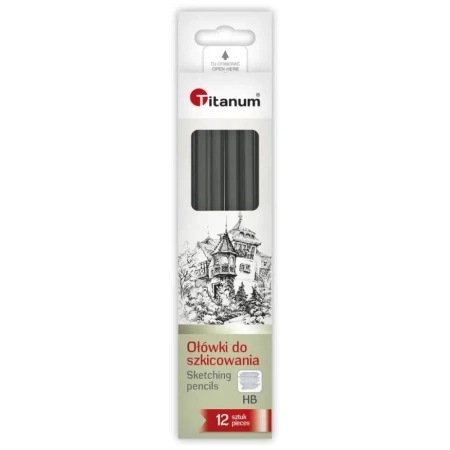 Ołówki do szkicowania HB 12szt - Titanum