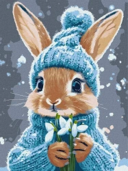 Malowanie po numerach-Królik z przebiśnegami 30x40 - Ideyka