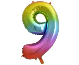 Balon foliowy B&C cyfra 9 tęczowa 85 cm - Godan