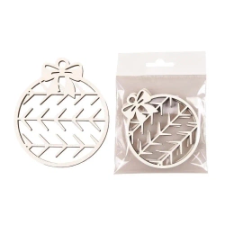 Bombka drewniana Gałązka biała 3szt - Cresco