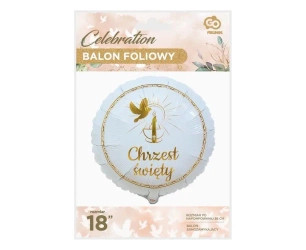 Balon foliowy Chrzest Święty gołąbek i świeca 36cm - Godan