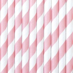 Słomki papierowe rożowe 9,5cm 10szt - PartyDeco