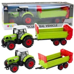 Traktor z przyczepką na napęd frakcyjny zielony - Leantoys