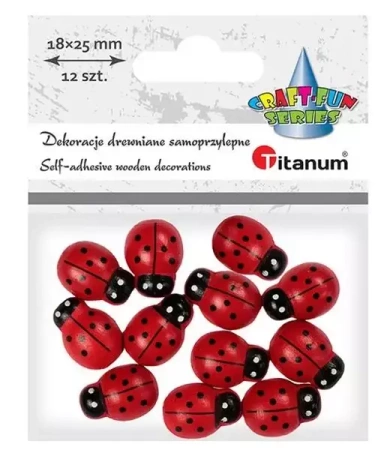 Drewniane biedronki samoprzylepne 3D 18x25mm 12szt - Titanum