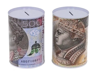 Skarbonka metalowa banknoty złoty polski MIX - ADAR