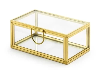 Szklane pudełko złote 9x5,5x4cm - PartyDeco
