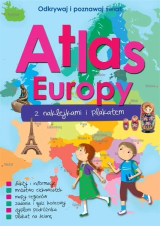 Atlas Europy z naklejkami i plakatem - opracowanie zbiorowe