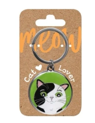 Brelok dla kociarzy - czarno-biały kot - Be-Happy Gifts