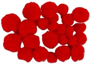 Pompony akrylowe 04 czerwone MIX rozmiarów - Fandy