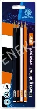 Ołówki grafitowe trójkątne HB Astrapen Classic 4 szt. - ASTRA art-pap