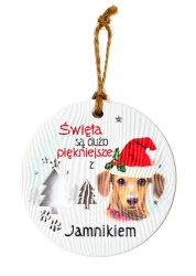 Zawieszka ceramiczna Boże Narodzenie Jamnik - Kukartka