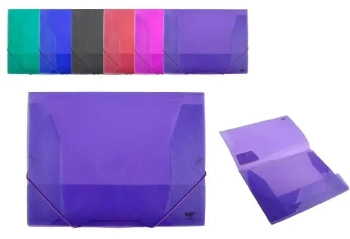 Teczka A4 z klapką i gumką przeźroczysta MIX - MP Main Paper