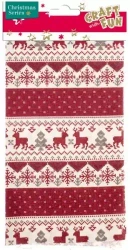 Ozdoba dekoracyjna. Tkanina renifery i śnieżki