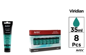 Farba akrylowa szmaragdowo-zielona 35ml (8szt) - Artix