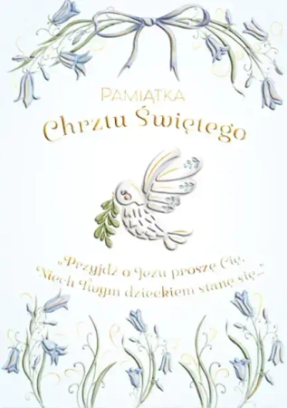 Karnet A5 Chrzest - Gołąbek w kwiatach dla chłopie - Henry