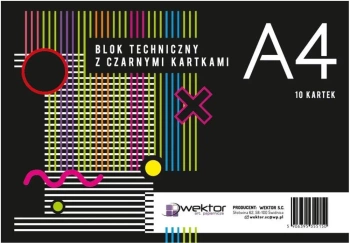 Blok techniczny A4/10K czarny (10szt) - Wektor