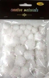 Pompony glitter białe 15x25mm 30szt - Galeria Hobby
