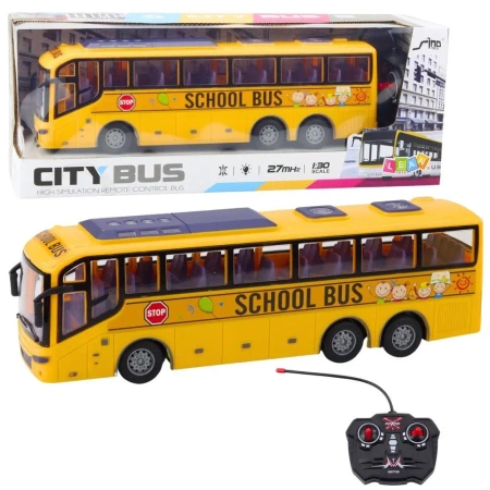 Autobus RC szkolny ze światłem 1:30 - Leantoys