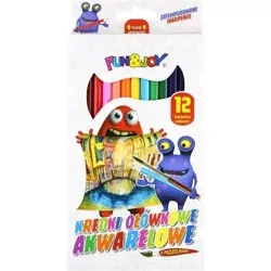 Kredki ołówkowe akwarelowe z pędzelkiem 12 kolorów - Titanum