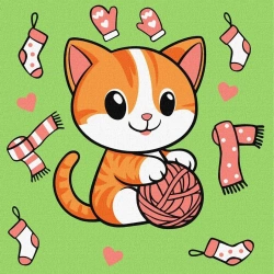 Malowanie po numerach - Kotek i kłębuszek 1 Kids - Ideyka