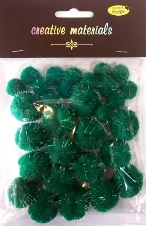Pompony glitter zielone 15x25mm 30szt - Galeria Hobby